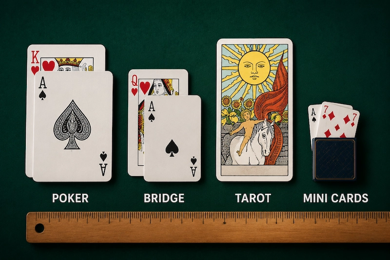 Playing Card Sizes Explained: Poker vs. Bridge vs. Tarot vs. Mini Cards